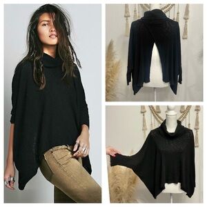 free people beach world traveler turtleneck pull over sweater dolman 3/4 sleeve